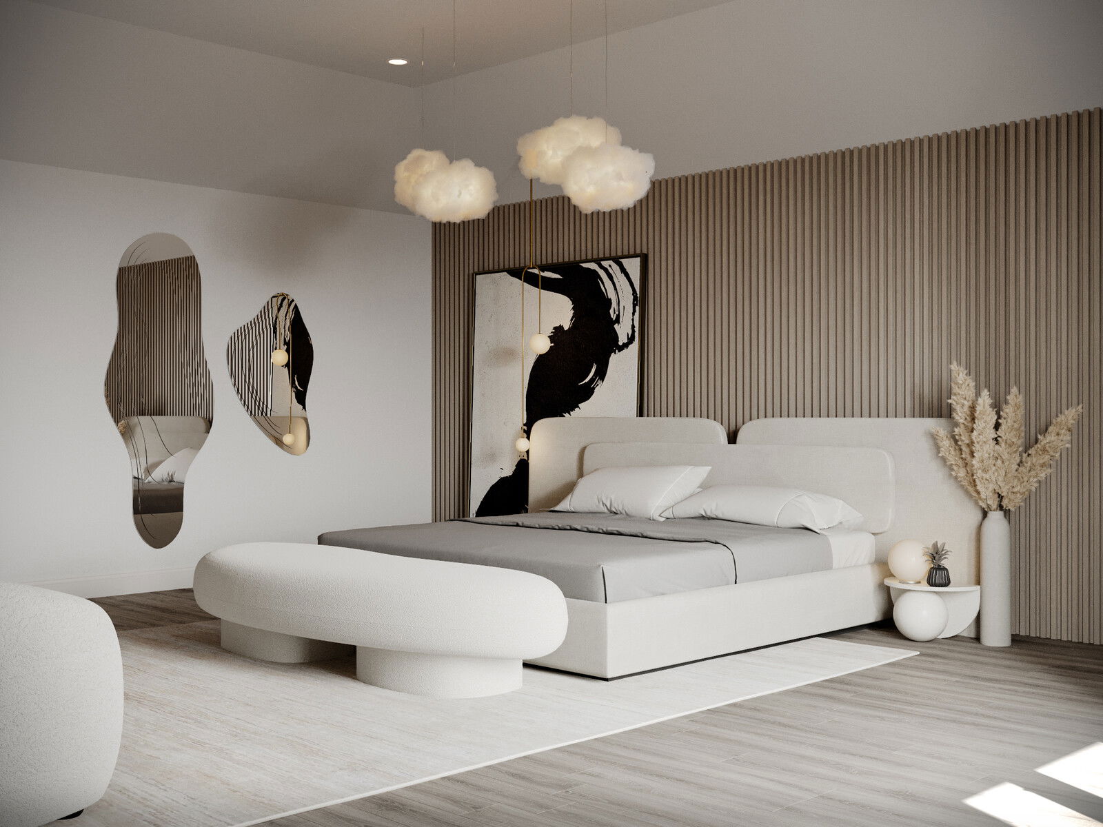 Modern Abstract Bedroom Renovation Unique & Neutral Bedroom Design